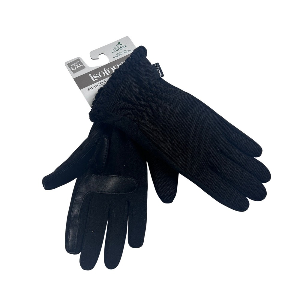 Isotoner Womens Black SmartDRI Gloves Large-XL  EcoComfort NEW